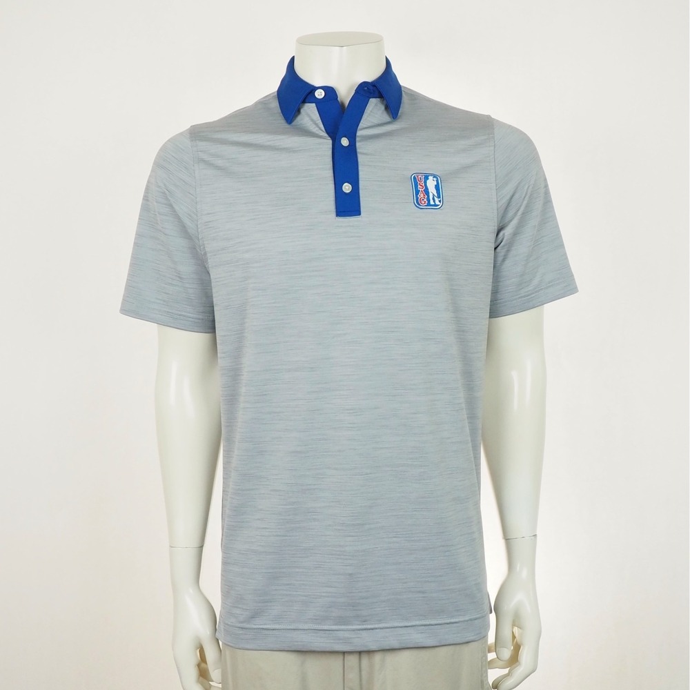 New USAG U Suck at Golf Polo Shirt Mens Small Heather Gray Performance Blend